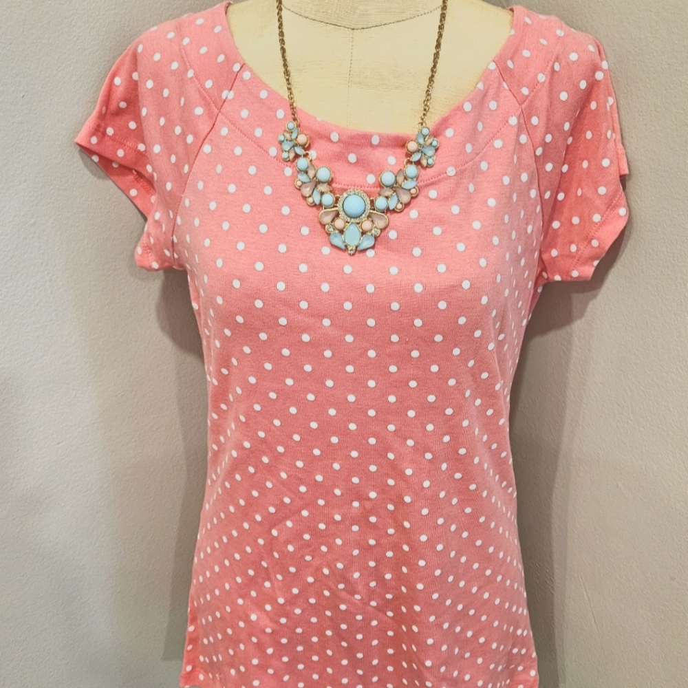 LAUREN RALPH LAUREN RETRO POLKA DOT KNIT TOP